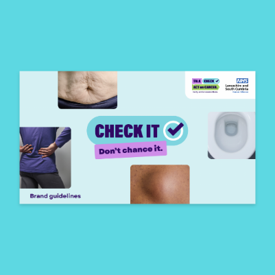 Cancer awareness campaign brand guidelines and visual resources.