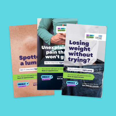 Cancer awareness social media toolkit containing campaign graphics and resources.