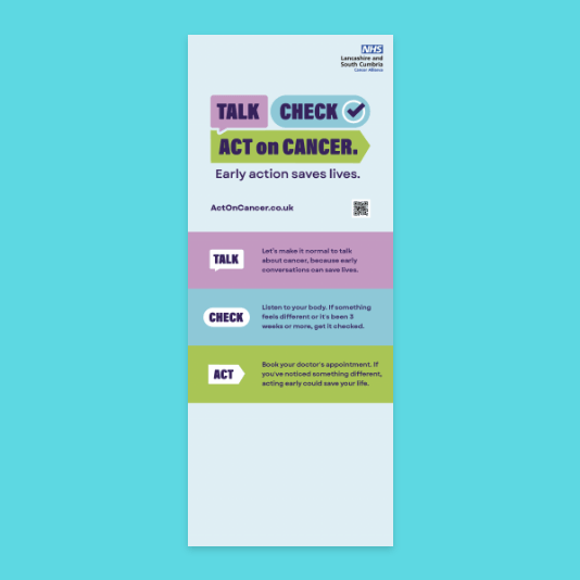 Talk Check Act on Cancer roller banner